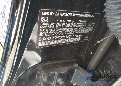 2013 BMW X3 xDrive28I z USA, uszkodzony, nr VIN 5UXWX9C5XD0A15257